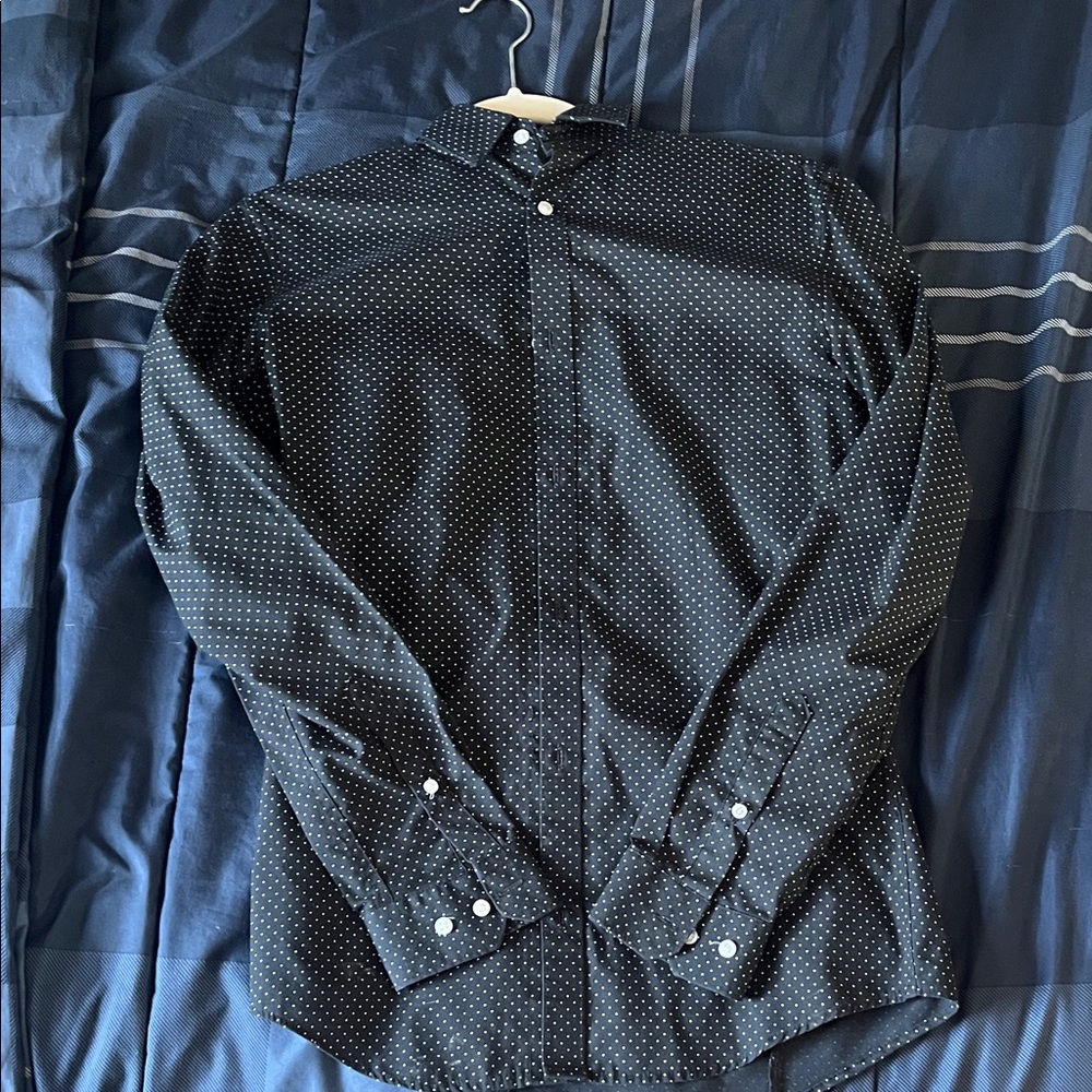 H&M Black and White Polka Dot Slim Fit Shirt